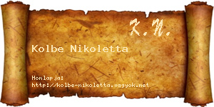 Kolbe Nikoletta névjegykártya